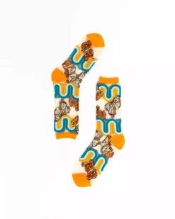 Lucinda's '70s Rainbow Butterfly Sheer Crew Socks New