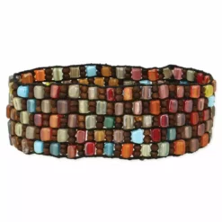 Lucinda's Autumn Mosaic Multi Bead Stretch Bracelet