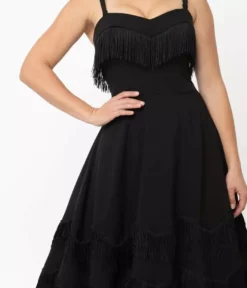 Lucinda's Black Fringe Swing Dress