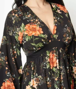 Lucinda's Black Floral Buttercup Maxi Dress New