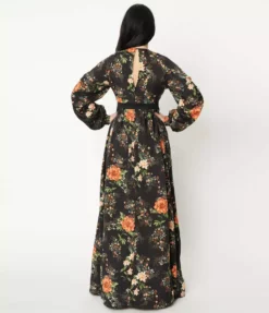 Lucinda's Black Floral Buttercup Maxi Dress New