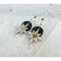 Lucinda's Black Star Deco Hoop Earrings