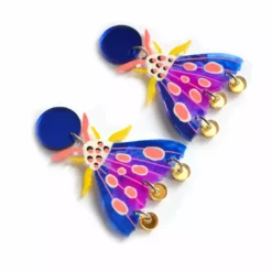 Lucinda's Blue Geometric Moth Earrings