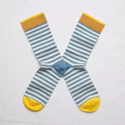Lucinda's Blue Mustard Striped Socks New