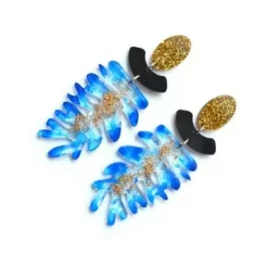 Lucinda's Blue Seaweed Statement Earrings New