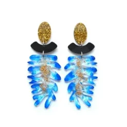 Lucinda's Blue Seaweed Statement Earrings New
