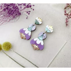 Lucinda's Purple Crocus Drop Earrings New