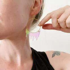 Lucinda's Iridescent Slime Hoop Earring New