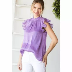 Lucinda's Lilac Ruffle Sleeve Top