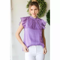 Lucinda's Lilac Ruffle Sleeve Top