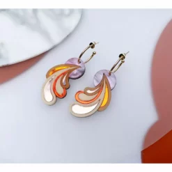 Lucinda's New Pink Sky Psychedelic Wave Hoop Earrings