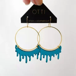 Lucinda's Teal Slime Hoop Earring New
