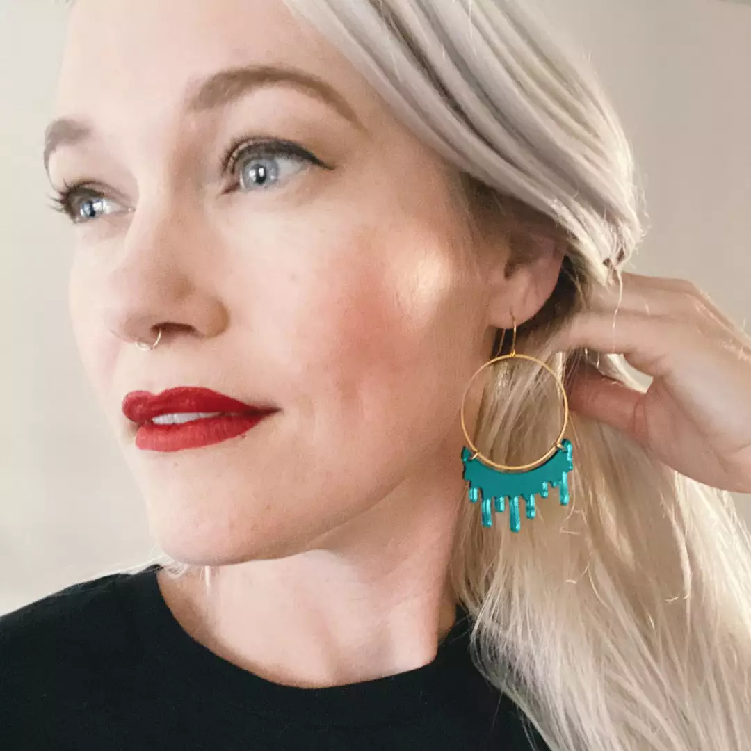 Lucinda's Teal Slime Hoop Earring New 5 Lucinda's Teal Slime Hoop Earring New