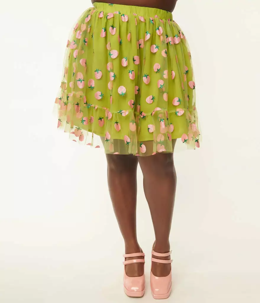 Lucinda's New Avocado Green Strawberry Skirt 4 Lucinda's New Avocado Green Strawberry Skirt