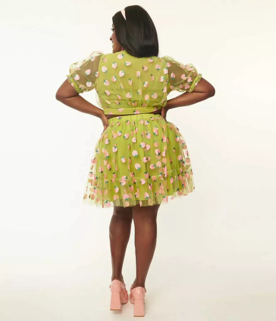 Lucinda's New Avocado Green Strawberry Skirt 5 Lucinda's New Avocado Green Strawberry Skirt